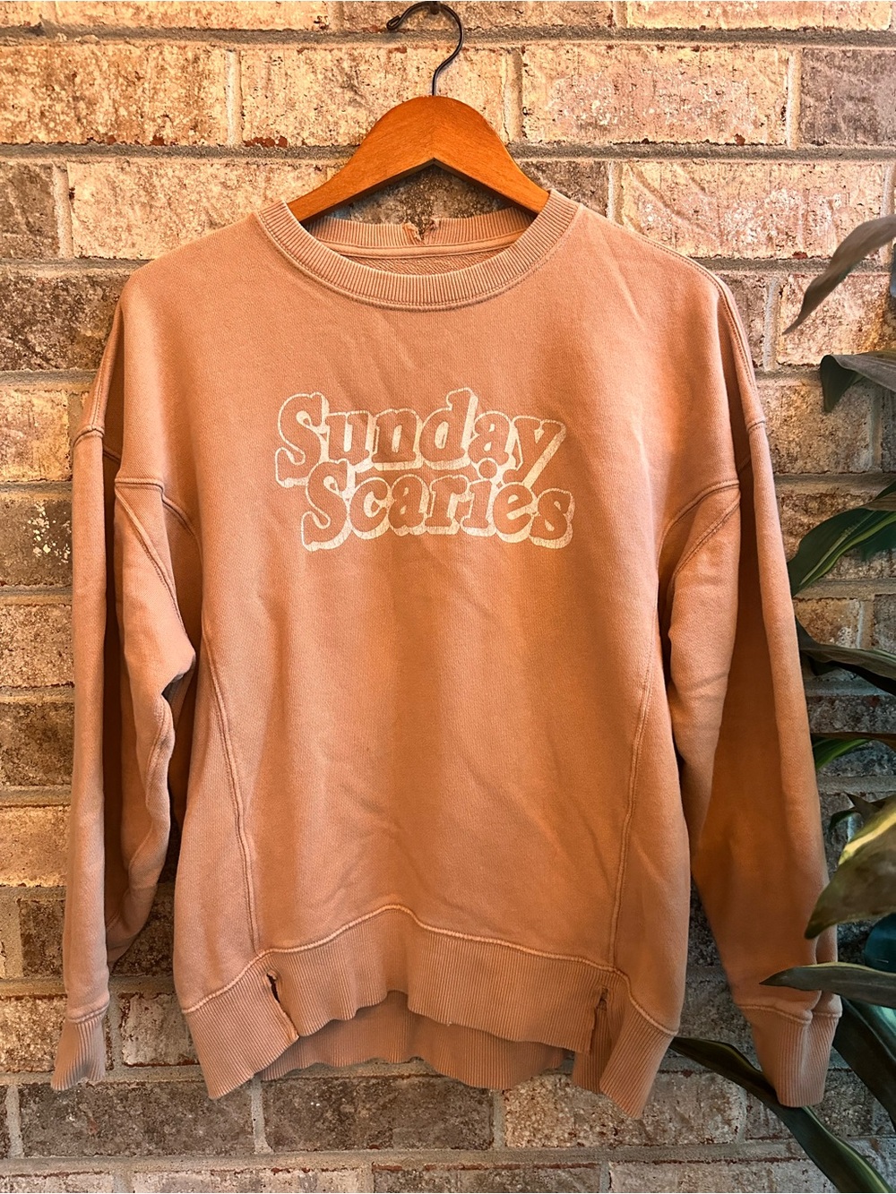 Aerie oversized Sunday Scaries Tan Graphic Sweatshirt